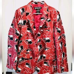 Clarky & Zac Team Canada Size Small Blazer 2 Button Hockey Canada Red